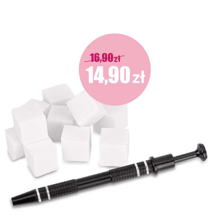 Zestaw Uchwyt chwytak do gąbek + 50 sztuk mini gąbek do zdobień ombre babyboomer