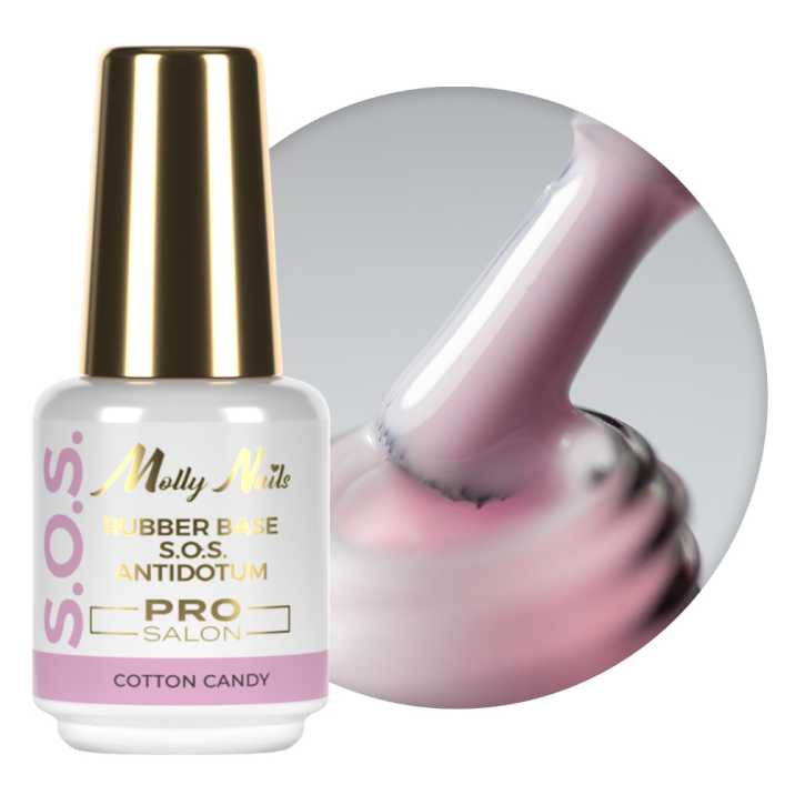 Baza kauczukowa elastyczne paznokcie manicure pedicure do ozdób S.O.S. Antidotum Pro Salon Molly Nails Cotton Candy 15g