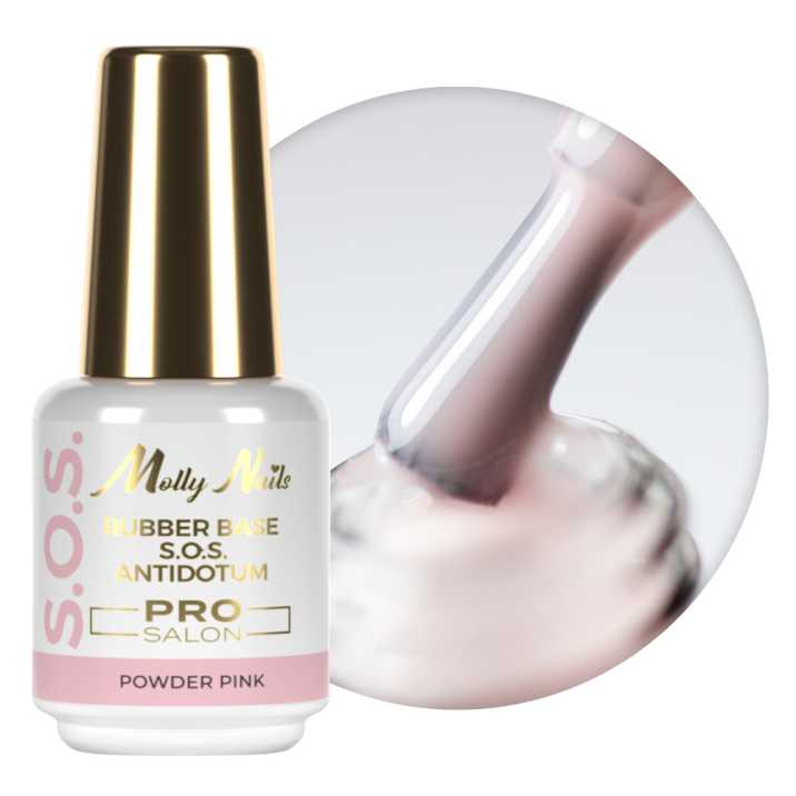 Baza kauczukowa elastyczne paznokcie manicure pedicure do ozdób S.O.S. Antidotum Pro Salon Molly Nails Powder Pink 15g