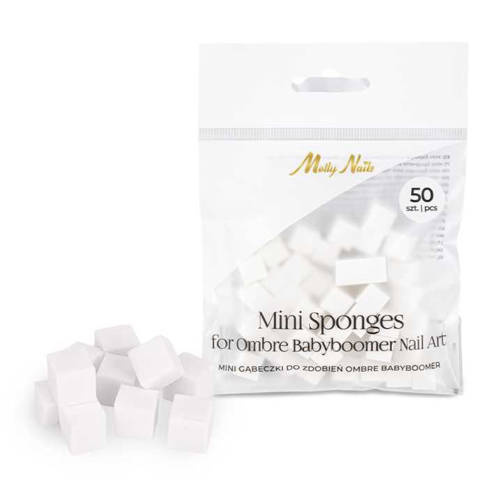 Zestaw mini gąbek do zdobień ombre babyboomer Molly Nails 50 sztuk