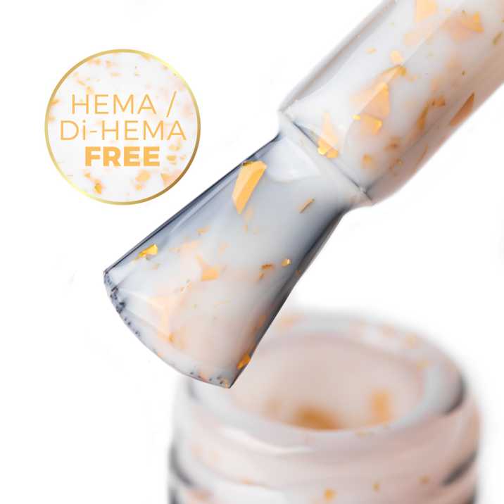 Mleczna baza kauczukowa ze złotymi płatkami Flakes Rubber Base Milk&Gold MollyLac HEMA/Di-HEMA Free 10 gram