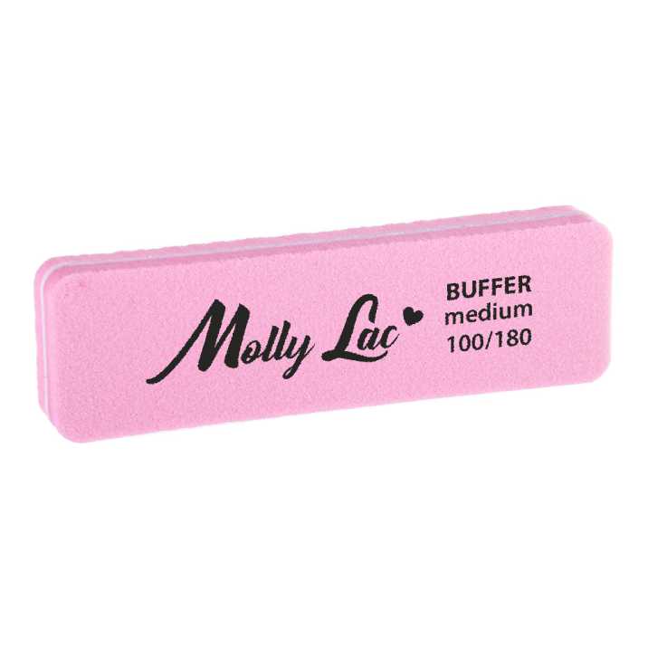 Polerka dwustronna Buffer mini szeroka Medium 100/180 różowa MollyLac 5szt