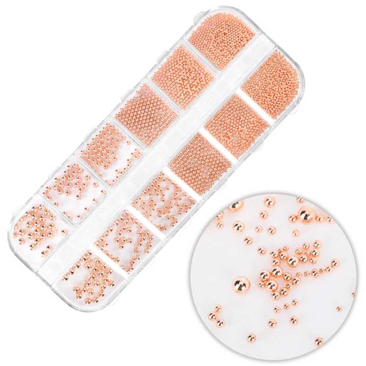 Kasetka z ozdobami bulion Molly Nails różowe złoto rose gold 1000 sztuk