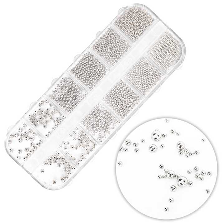 Kasetka z ozdobami bulion Molly Nails srebrny silver 1000 sztuk