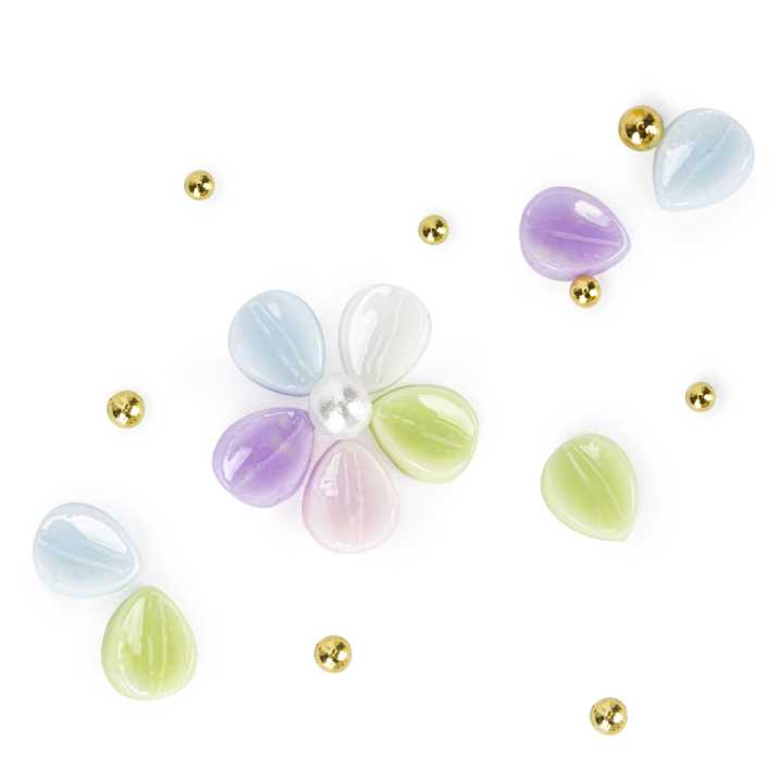 Ozdoby do paznokci kwiatki akrylowe + kulki Molly Nails mix kolorów 150 sztuk Nr 2