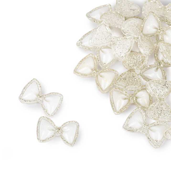 Ozdoby do paznokci kokardki 3D białe 20 szt