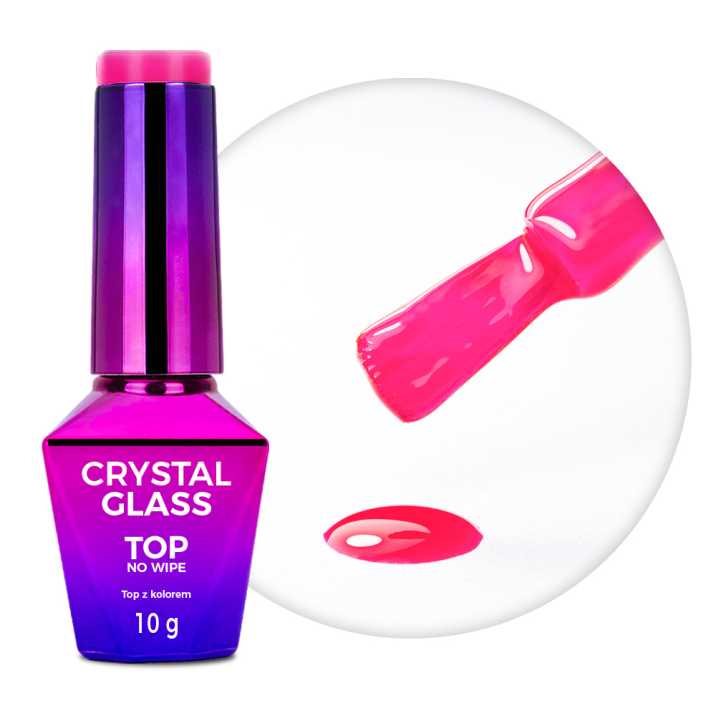 Kolorowy top bez przemywania top no wipe Crystal Glass Molly Nails Pink HEMA/Di-HEMA Free 10g
