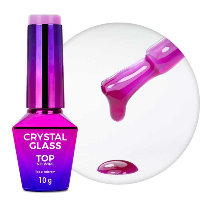 Kolorowy top bez przemywania top no wipe Crystal Glass Molly Nails Purple HEMA/Di-HEMA Free 10g