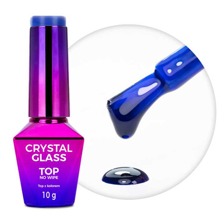 Kolorowy top bez przemywania top no wipe Crystal Glass Molly Nails Blue HEMA/Di-HEMA Free 10g