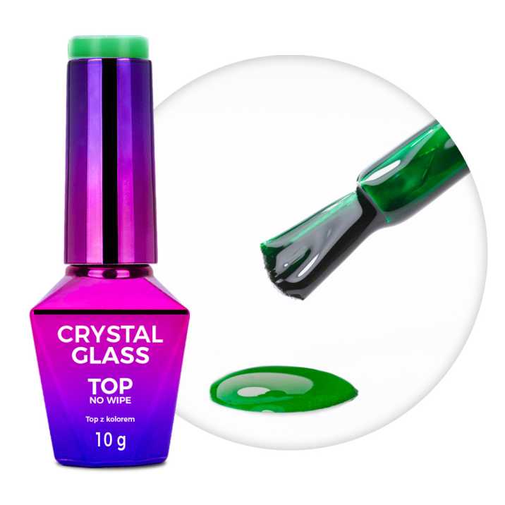 Kolorowy top bez przemywania top no wipe Crystal Glass Molly Nails Green HEMA/Di-HEMA Free 10g
