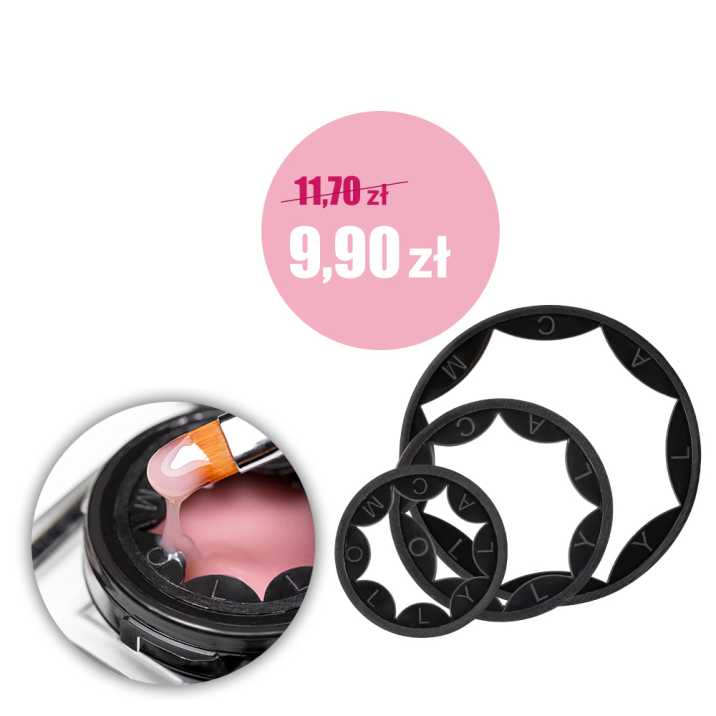 Zestaw Obręcz na słoik do wycierania pędzla i przeciw wylewaniu się żelu Safety Ring 2 in 1 MollyLac 3 sztuki