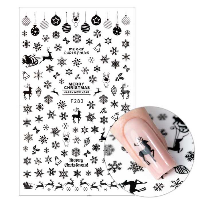 Naklejki do paznokci cienkie samoprzylepne świąteczne Molly Nails F283 czarne