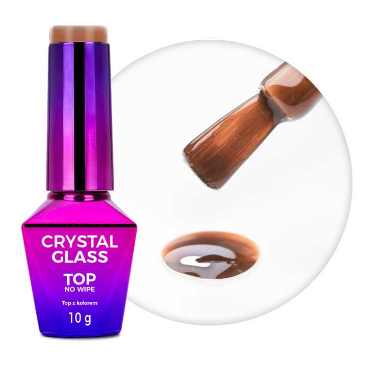 Kolorowy top bez przemywania top no wipe Crystal Glass Molly Nails Golden Brown HEMA/Di-HEMA Free 10g
