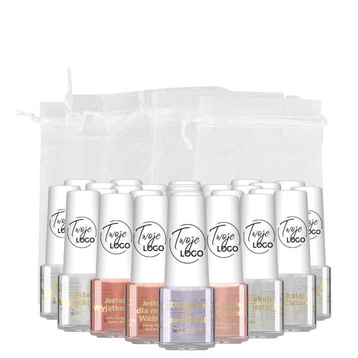 Pakiet oliwek okazjonalnych zapachowych z życzeniami, woreczkami i własnym logo 50 szt 5 ml