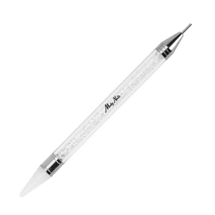 Dwustronny przyrząd aplikator woskowy z sondą do cyrkonii i ozdób Molly Nails biały