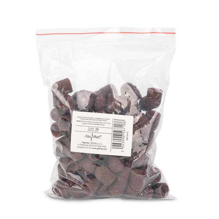 Kapturki ścierne do pedicure z bawełnianym środkiem 13mm gradacja 60 brązowe AlleMed 100 szt