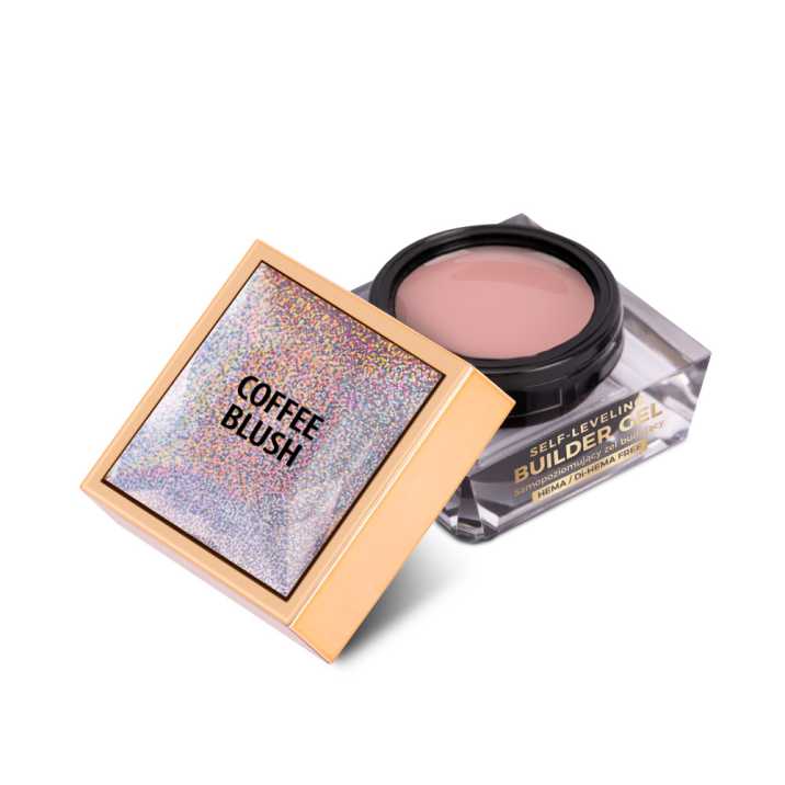 Budujący żel samopoziomujący twardy średniogęsty builder gel self leveling Molly Nails Coffee Blush HEMA/Di-HEMA Free 15 g