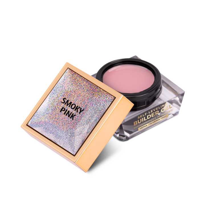 Budujący żel samopoziomujący twardy średniogęsty builder gel self leveling Molly Nails Smoky Pink HEMA/Di-HEMA Free 15 g
