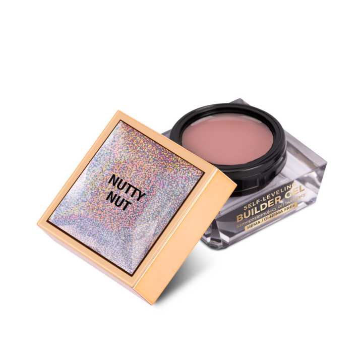 Budujący żel samopoziomujący twardy średniogęsty builder gel self leveling Molly Nails Nutty Nut HEMA/Di-HEMA Free 15 g