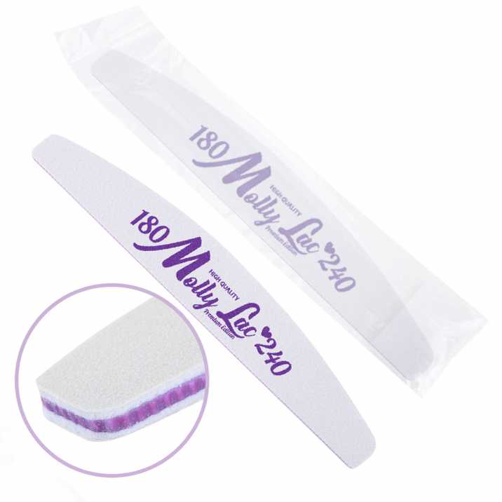 Double sided nail file Safe Package MollyLac Best Quality boat purple center - 180/240 CU-05
