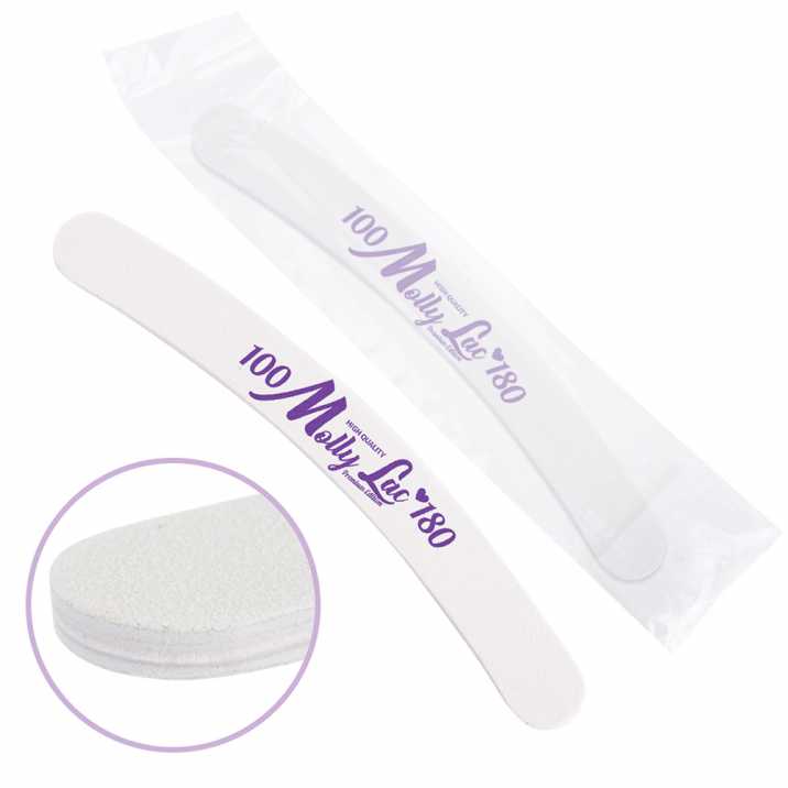Double sided nail file Safe Package MollyLac HIGH QUALITY banana white agent - 100/180 CU-10