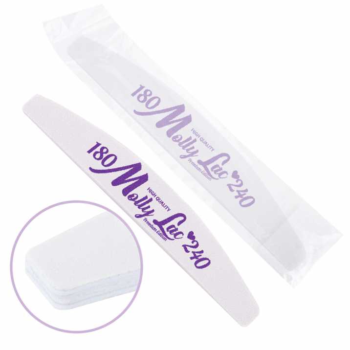 Double sided nail file Safe Package MollyLac HIGH QUALITY boat white center - 180/240 CU-11