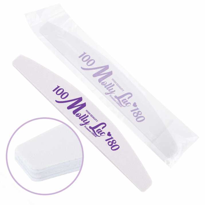 Double sided nail file Safe Package MollyLac HIGH QUALITY boat white center - 100/180 CU-11