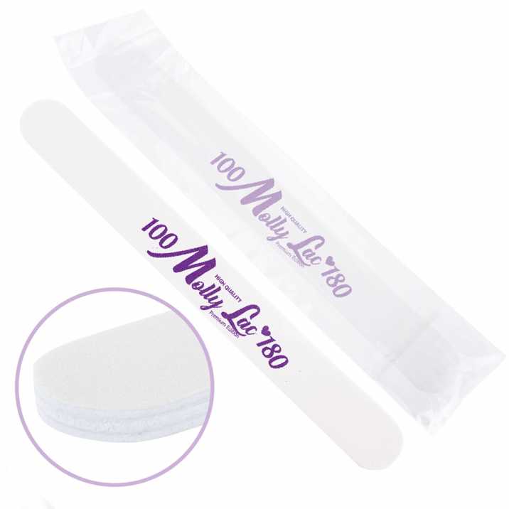Double-sided nail file Safe Package MollyLac HIGH QUALITY simple white center - 100/180 CU-12